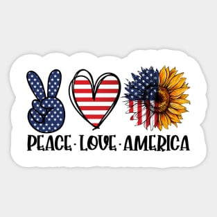 Peace love America sunflower Sticker